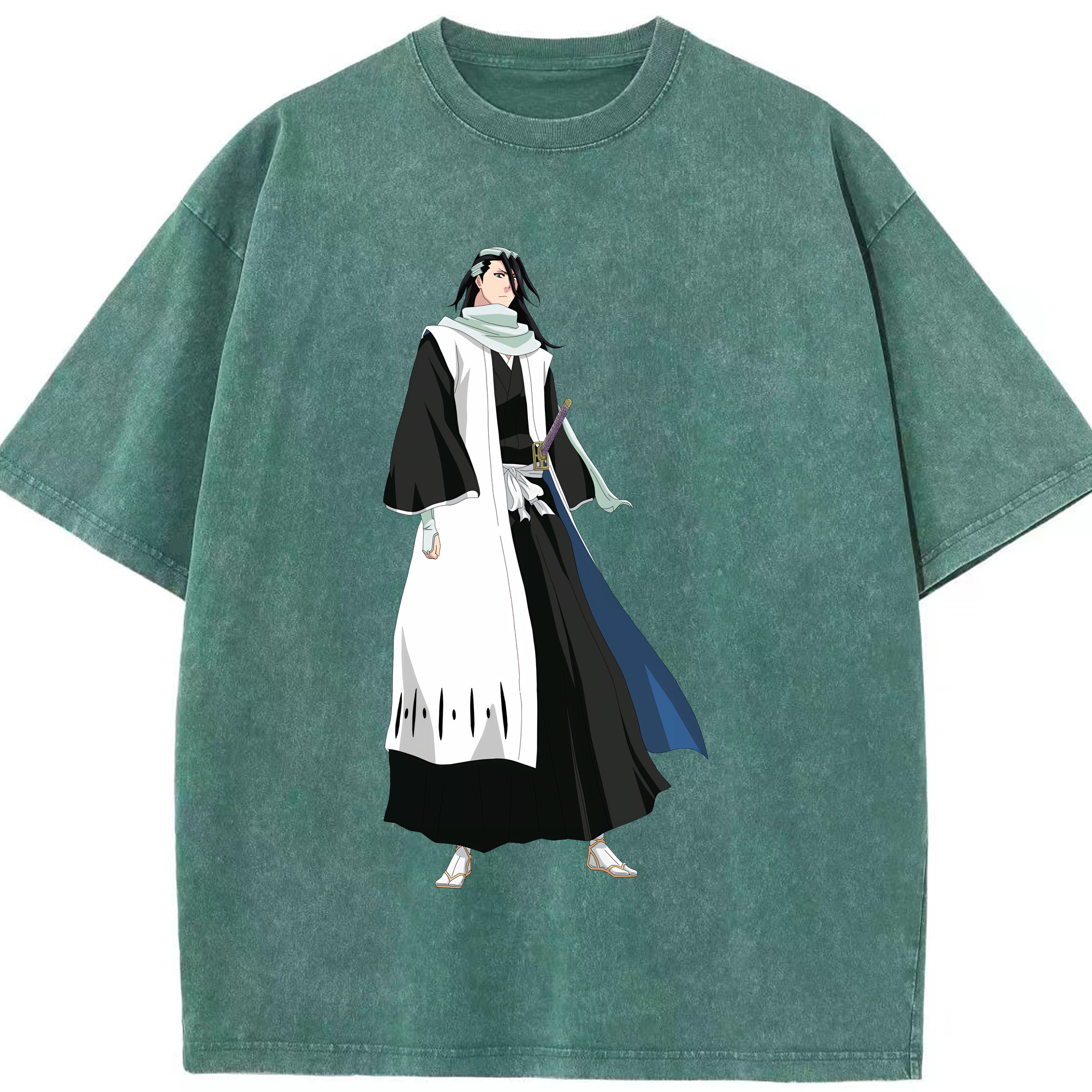 （画像用） ブリーチ くちき びゃくや BLEACH Kuchiki Byakuya 綿100% ヴィンテージ風 半袖Tシャツ（フロントプリント）